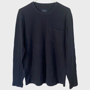 Lucky Brand Single-Pocket French-Rib Crewneck Shirt Mens Medium Blue Long-Sleeve